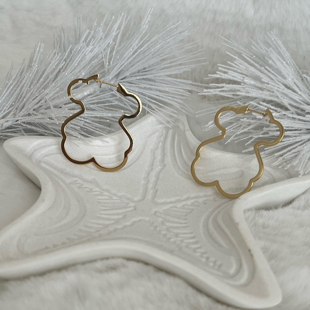 Teddy Bear silhouette endless hoops earrings - Picture 2 of 4